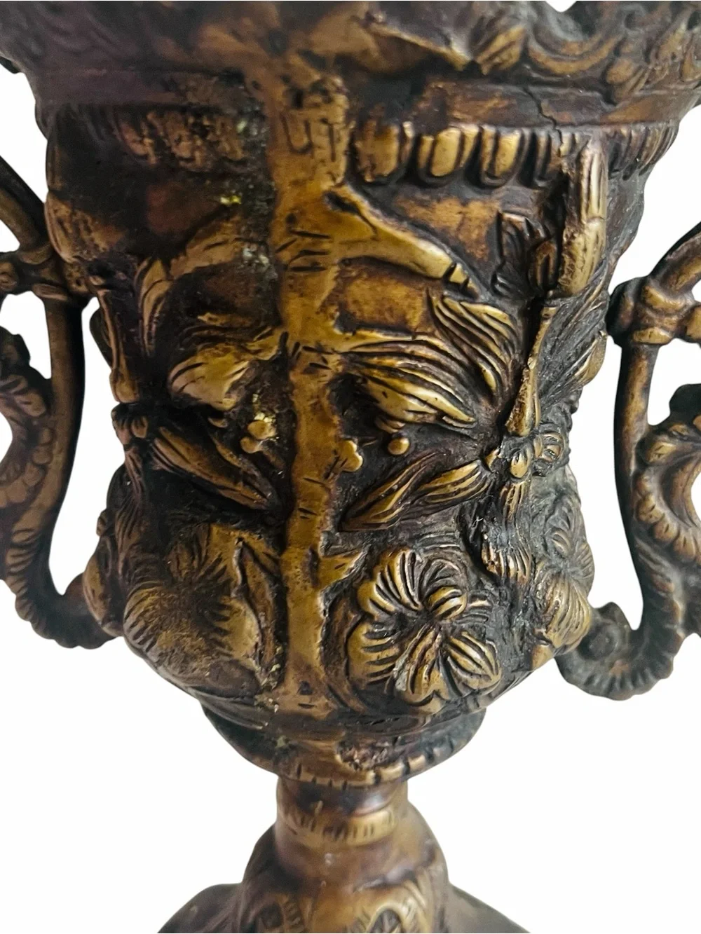 Antique Ornate Patina Double Handled Vase